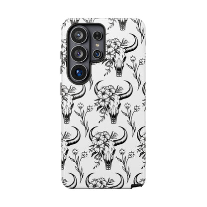 White Floral Skull Tough Case