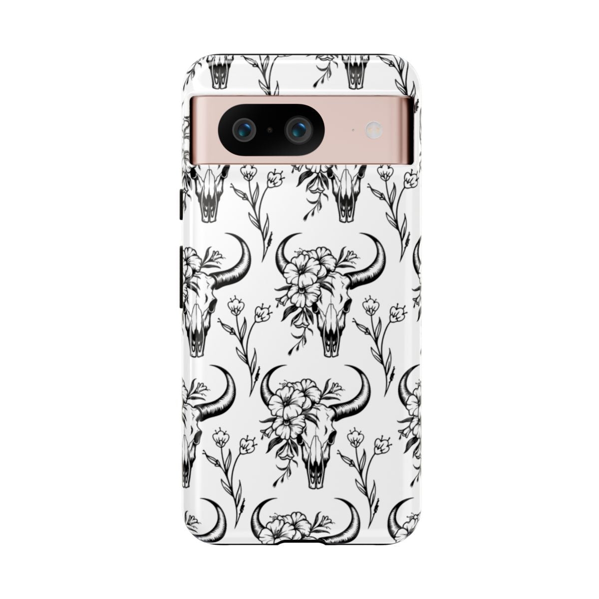 White Floral Skull Tough Case