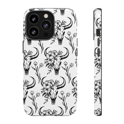 White Floral Skull Tough Case
