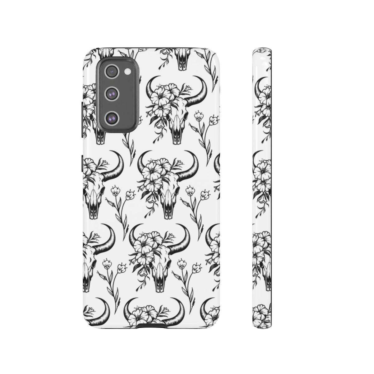 White Floral Skull Tough Case