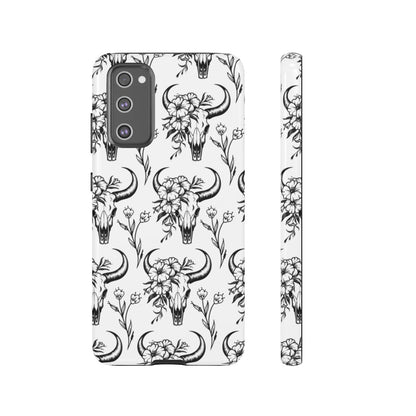 White Floral Skull Tough Case