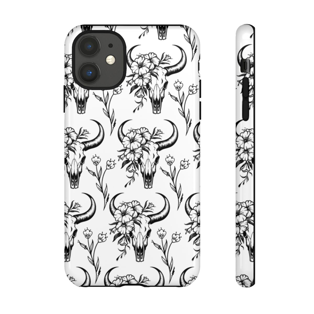 White Floral Skull Tough Case