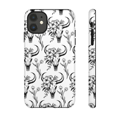 White Floral Skull Tough Case