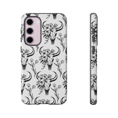 White Floral Skull Tough Case