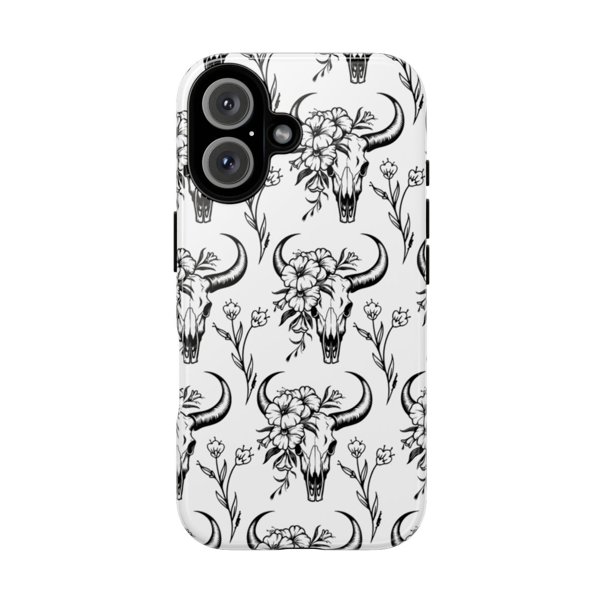 White Floral Skull Tough Case