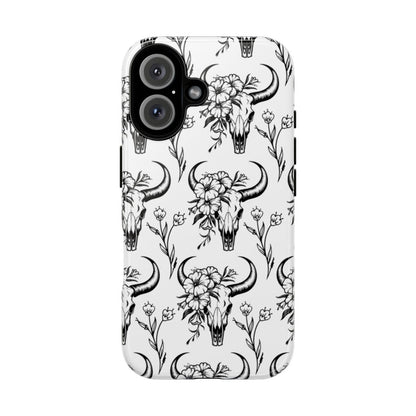 White Floral Skull Tough Case