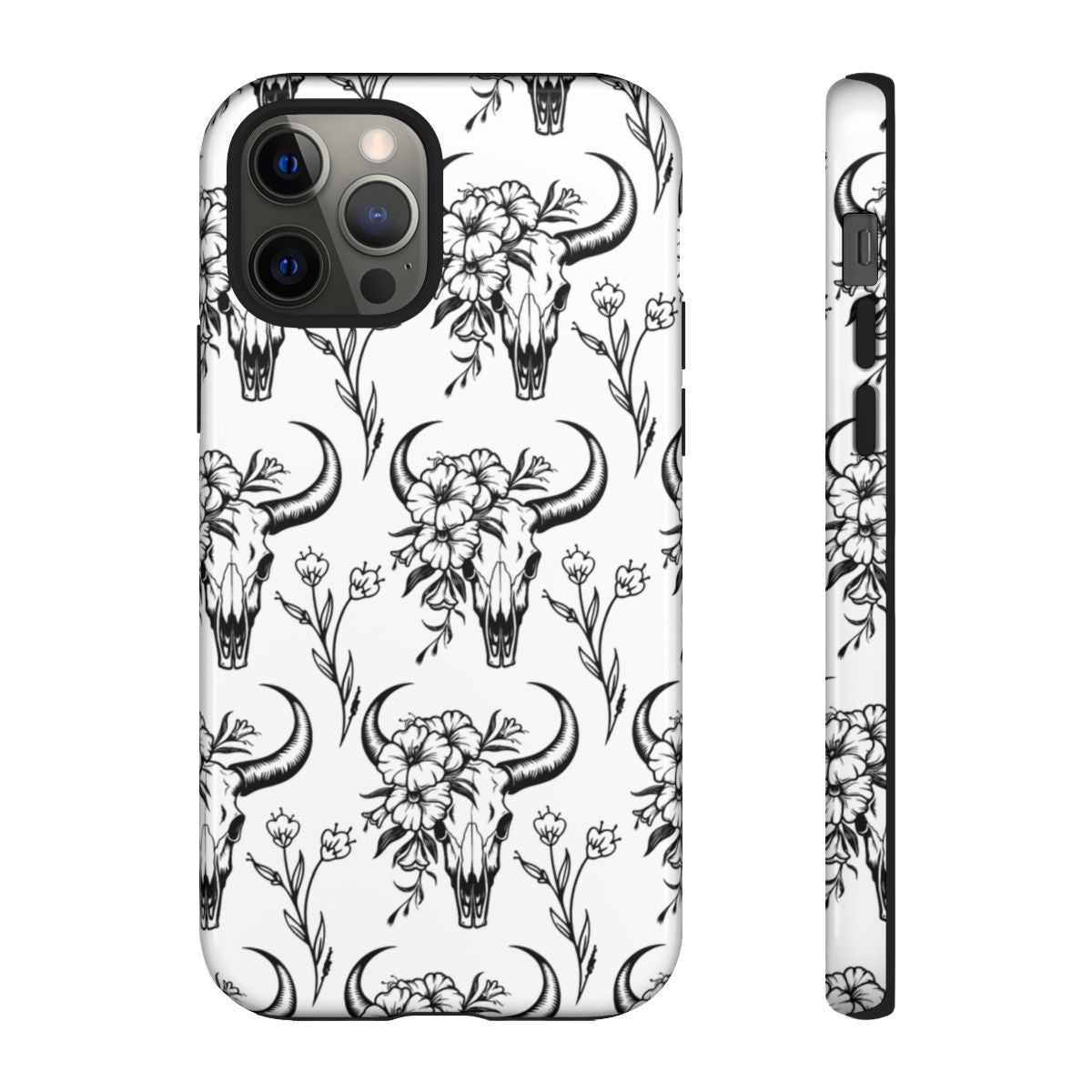 White Floral Skull Tough Case