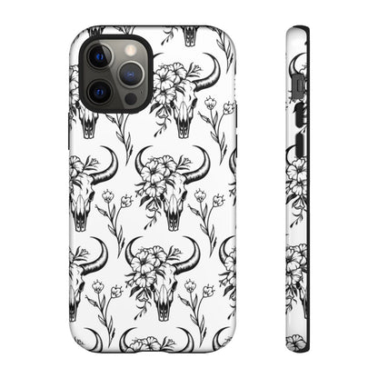 White Floral Skull Tough Case