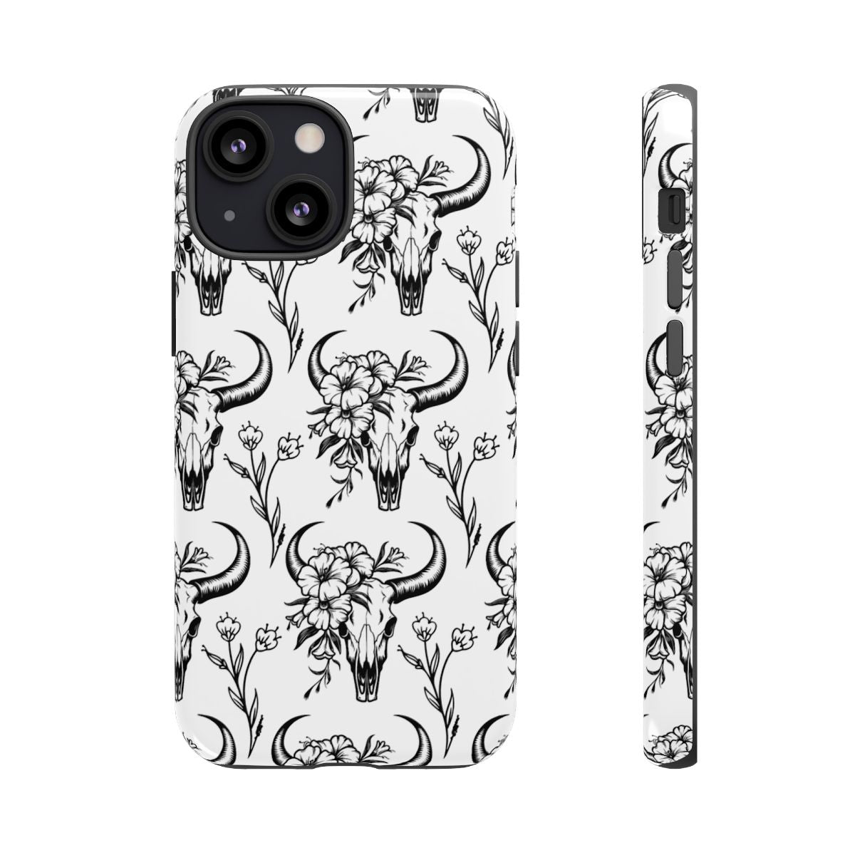 White Floral Skull Tough Case