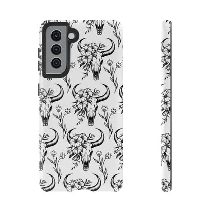 White Floral Skull Tough Case