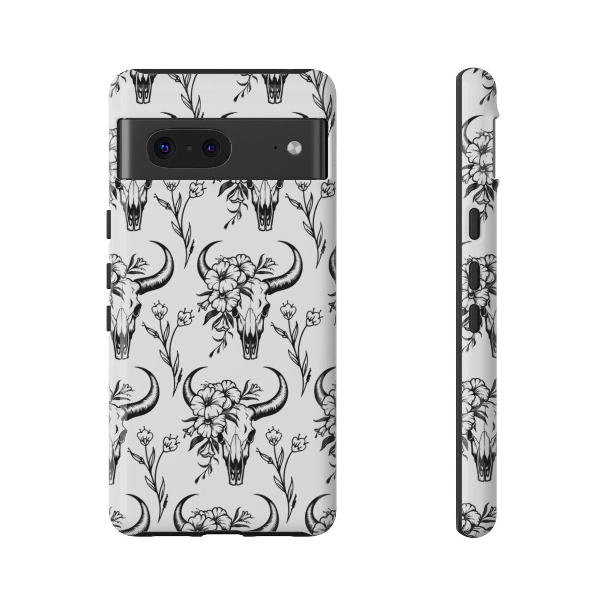 White Floral Skull Tough Case