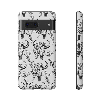 White Floral Skull Tough Case