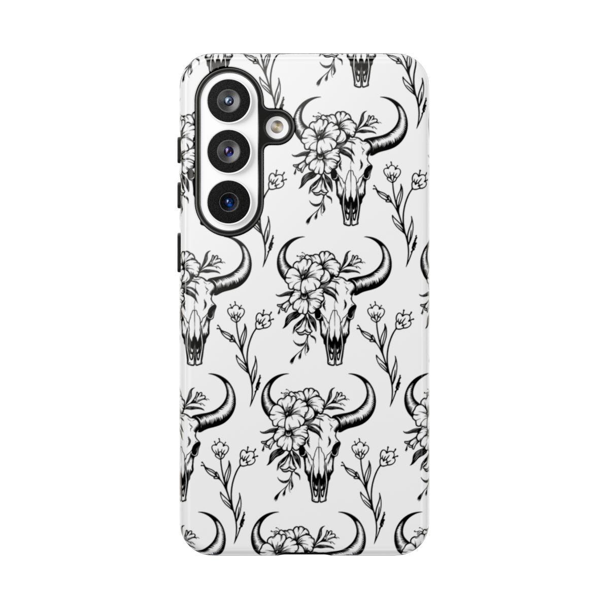 White Floral Skull Tough Case