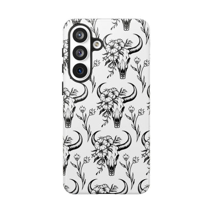 White Floral Skull Tough Case