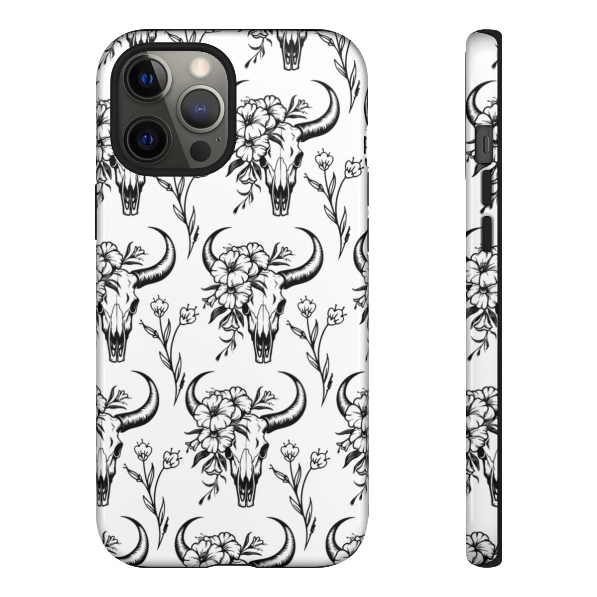 White Floral Skull Tough Case
