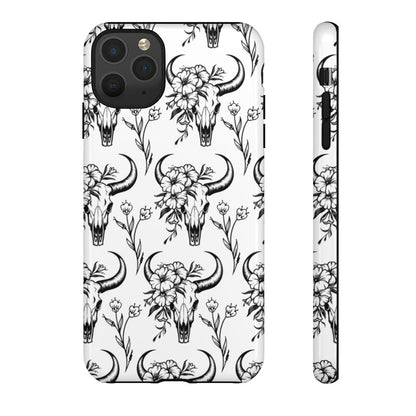 White Floral Skull Tough Case