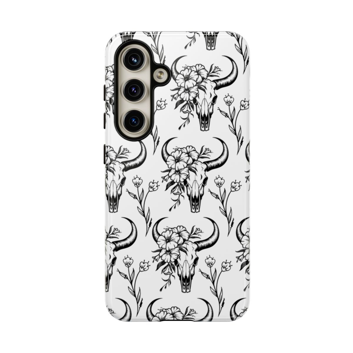 White Floral Skull Tough Case