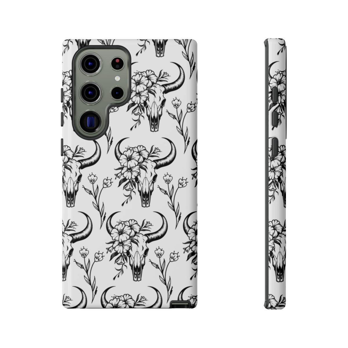 White Floral Skull Tough Case