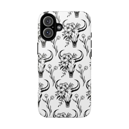 White Floral Skull Tough Case