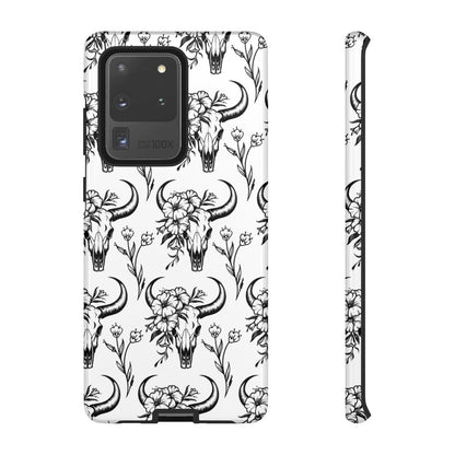 White Floral Skull Tough Case
