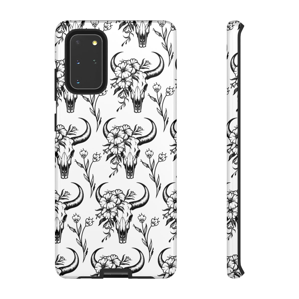 White Floral Skull Tough Case