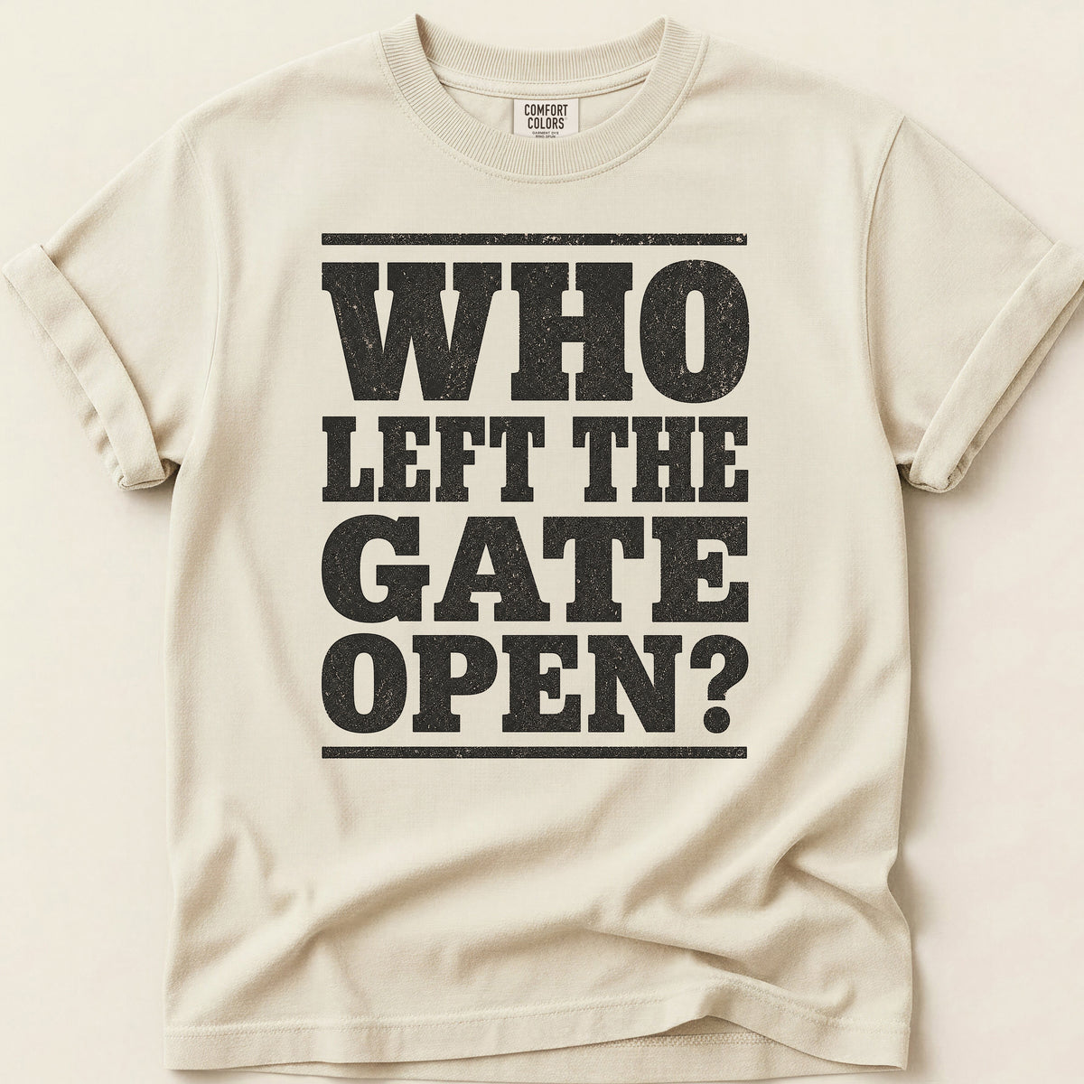 Who Left The Gate Open T-shirt on Ivory