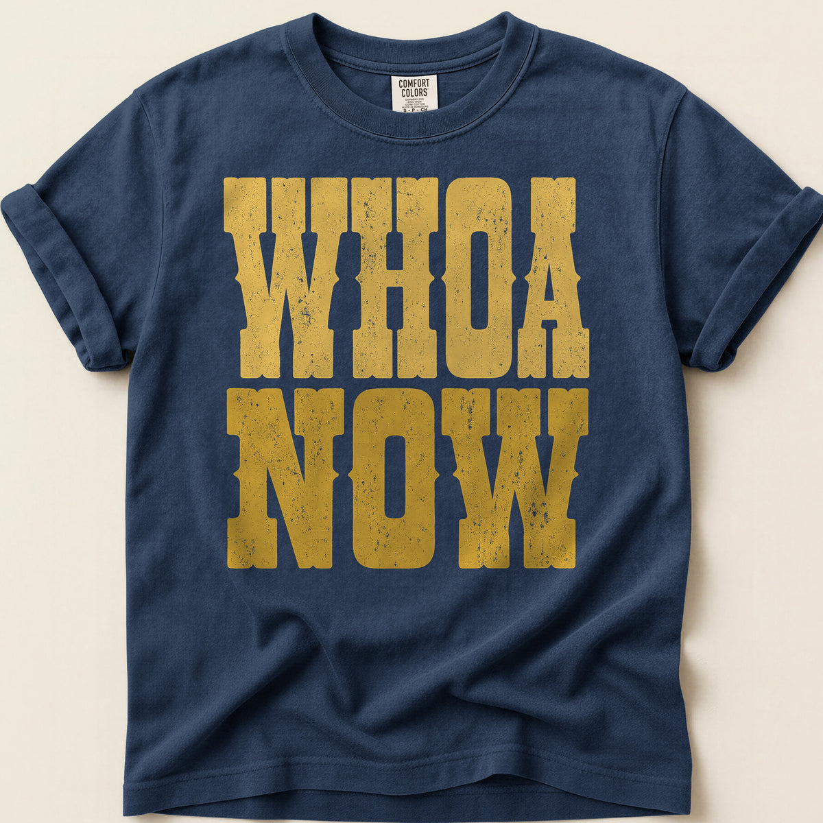 Whoa Now T-shirt on Navy