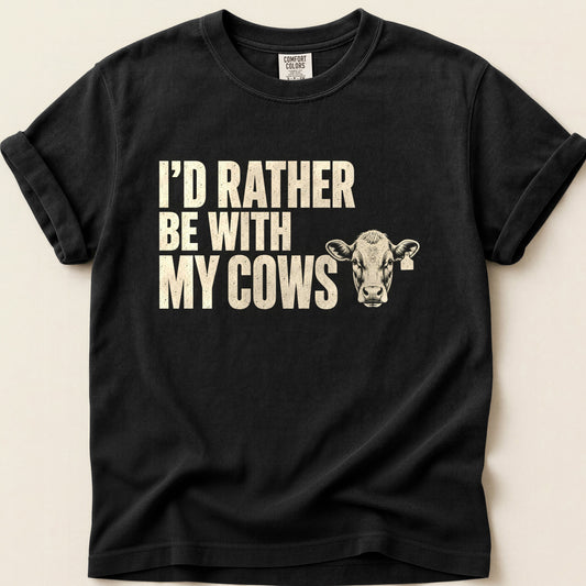 With My Cows T-shirt on Black