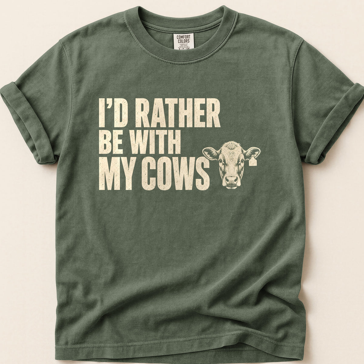 With My Cows T-shirt on Moss
