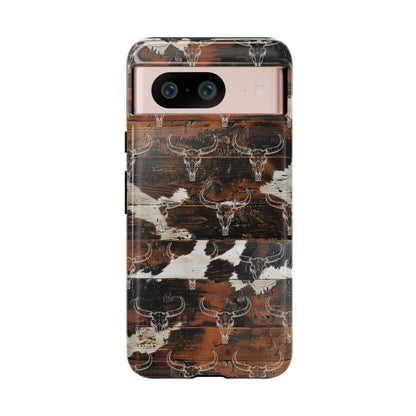 Wooden Cowhide Bull Skull Tough Case
