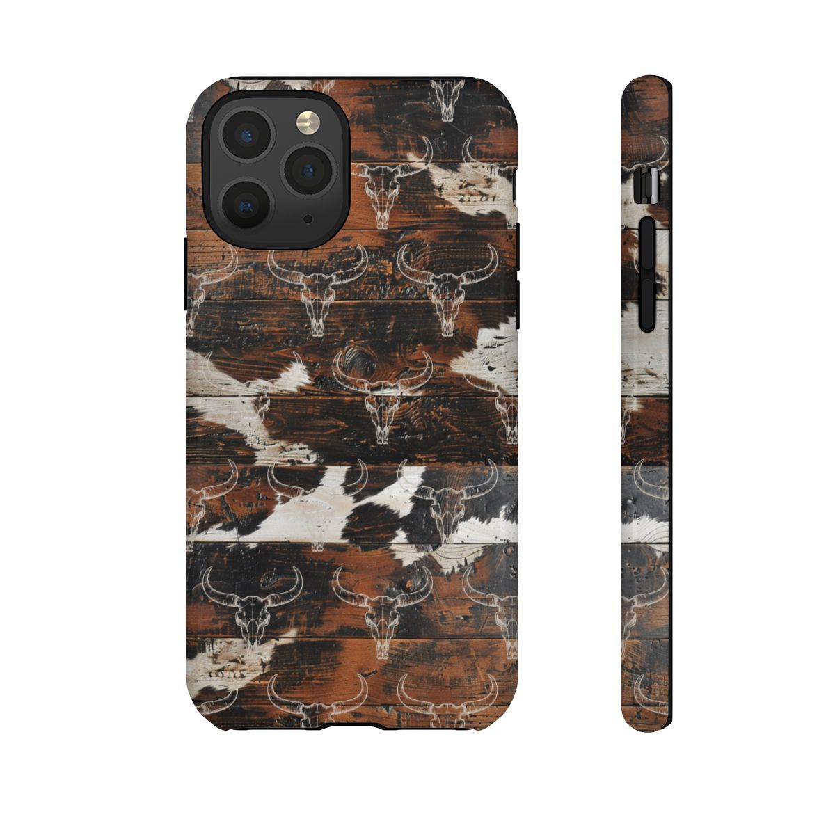 Wooden Cowhide Bull Skull Tough Case