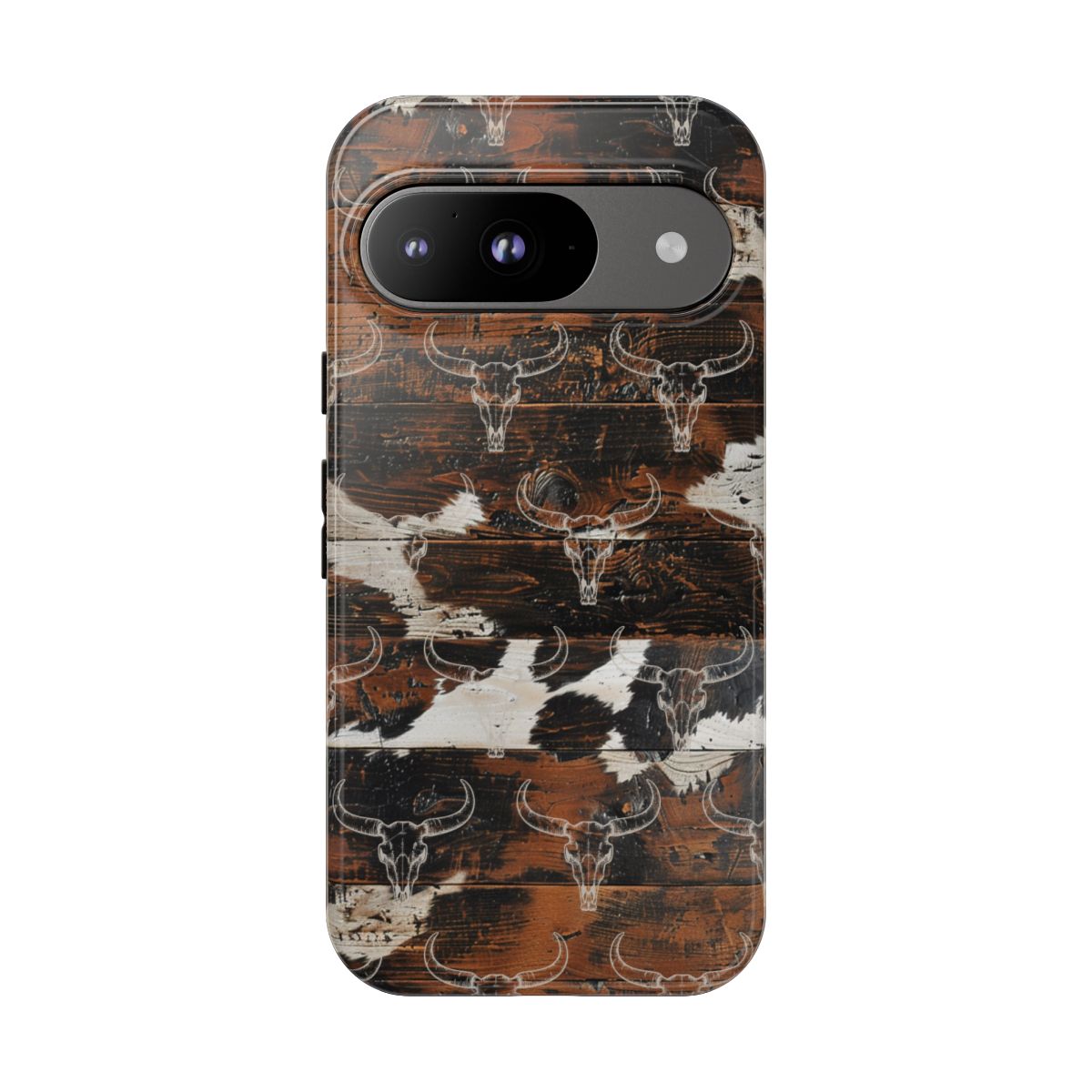 Wooden Cowhide Bull Skull Tough Case