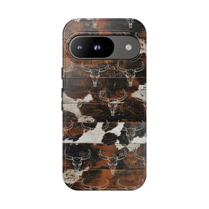 Wooden Cowhide Bull Skull Tough Case