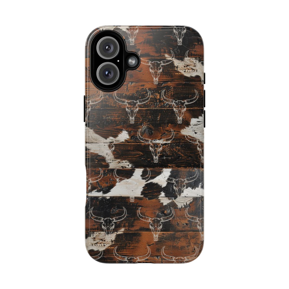 Wooden Cowhide Bull Skull Tough Case