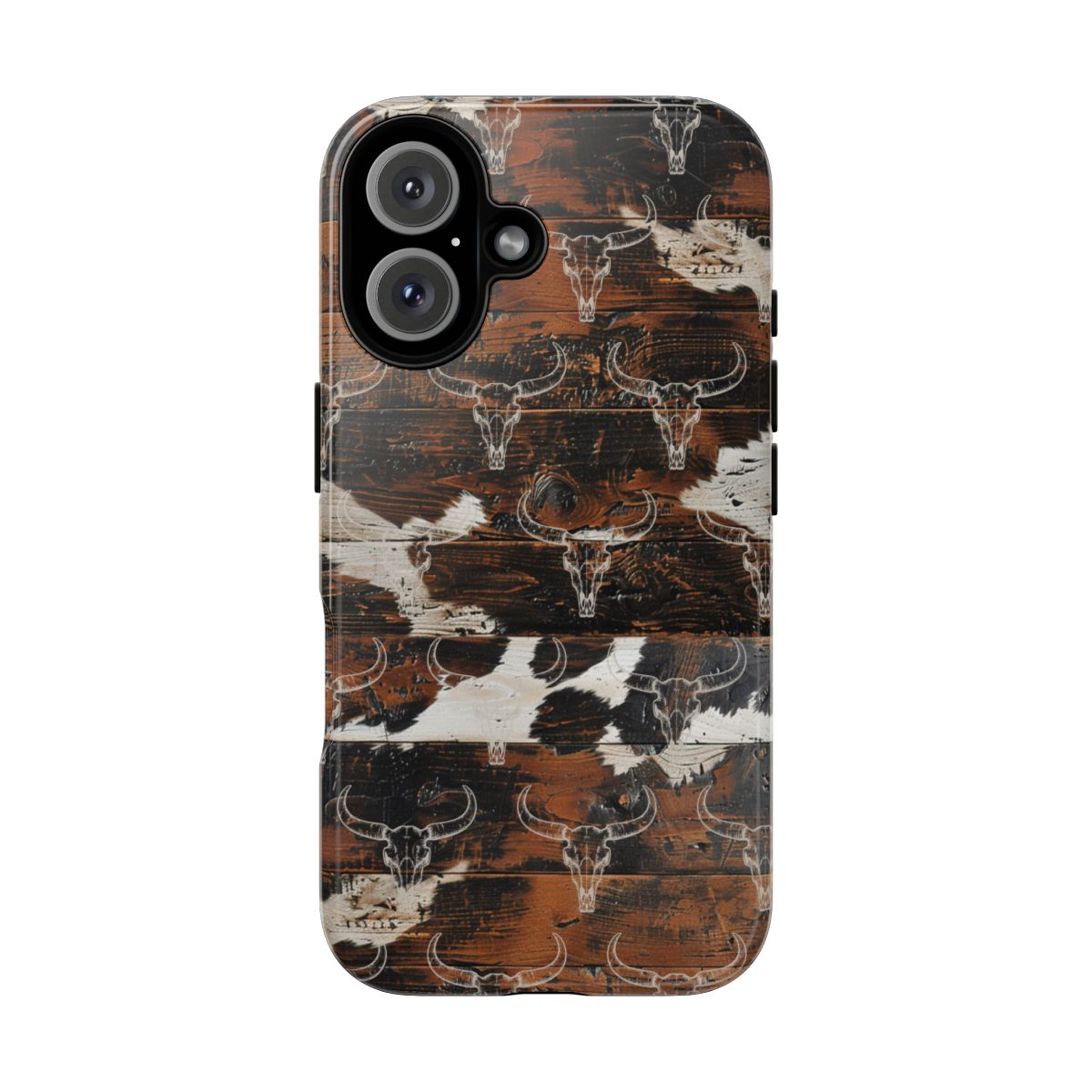 Wooden Cowhide Bull Skull Tough Case