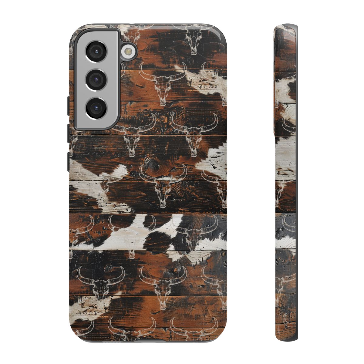 Wooden Cowhide Bull Skull Tough Case