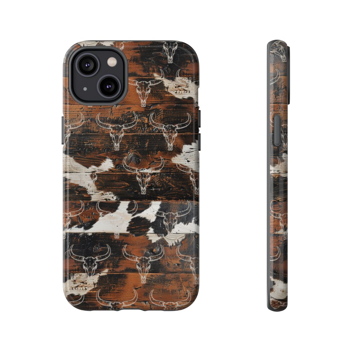 Wooden Cowhide Bull Skull Tough Case