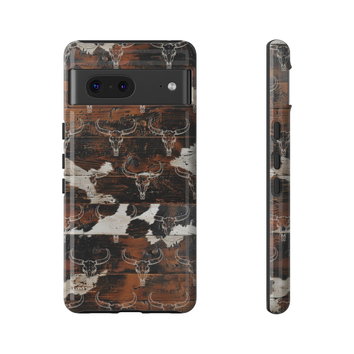 Wooden Cowhide Bull Skull Tough Case