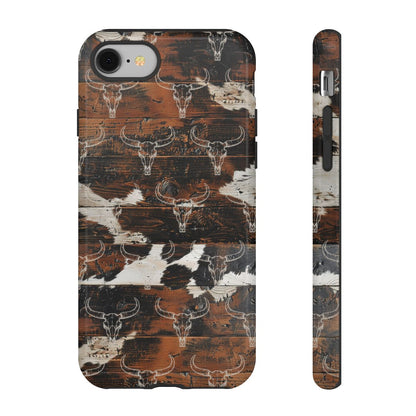 Wooden Cowhide Bull Skull Tough Case