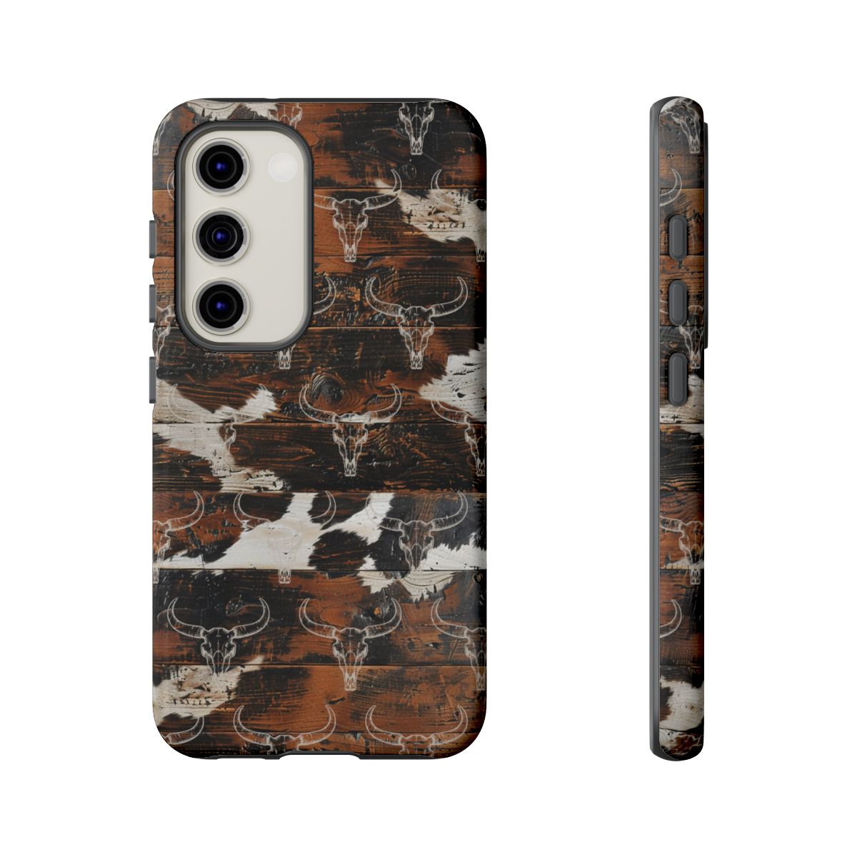 Wooden Cowhide Bull Skull Tough Case