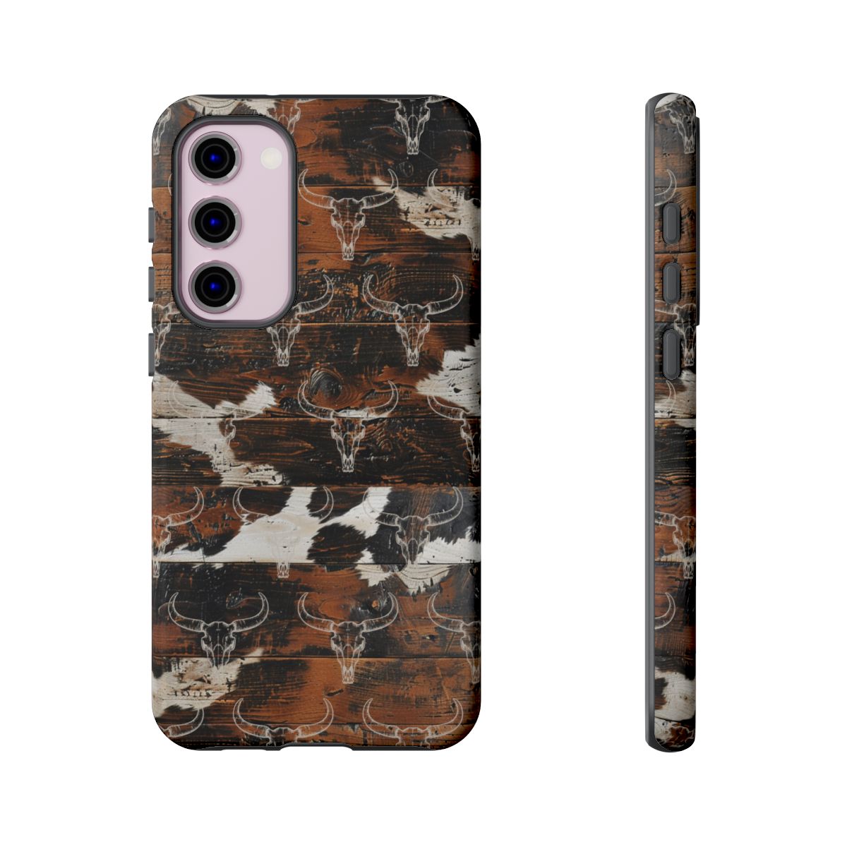 Wooden Cowhide Bull Skull Tough Case