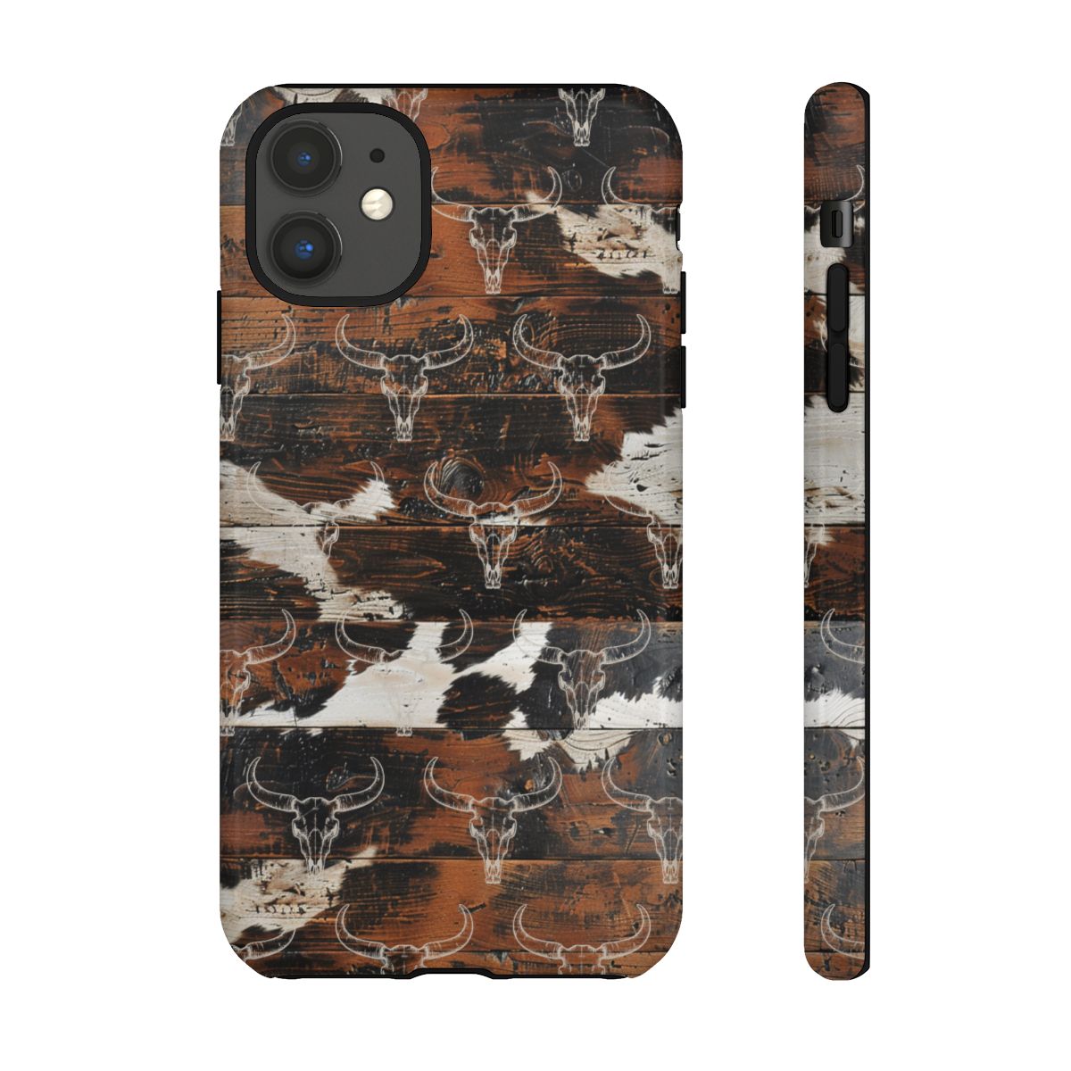 Wooden Cowhide Bull Skull Tough Case