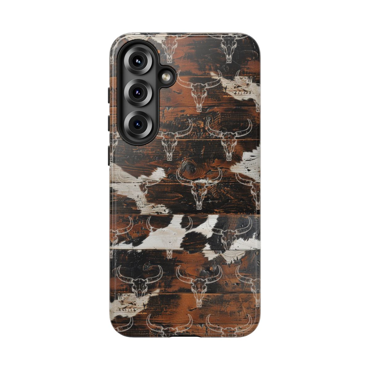 Wooden Cowhide Bull Skull Tough Case