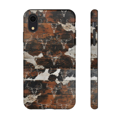 Wooden Cowhide Bull Skull Tough Case