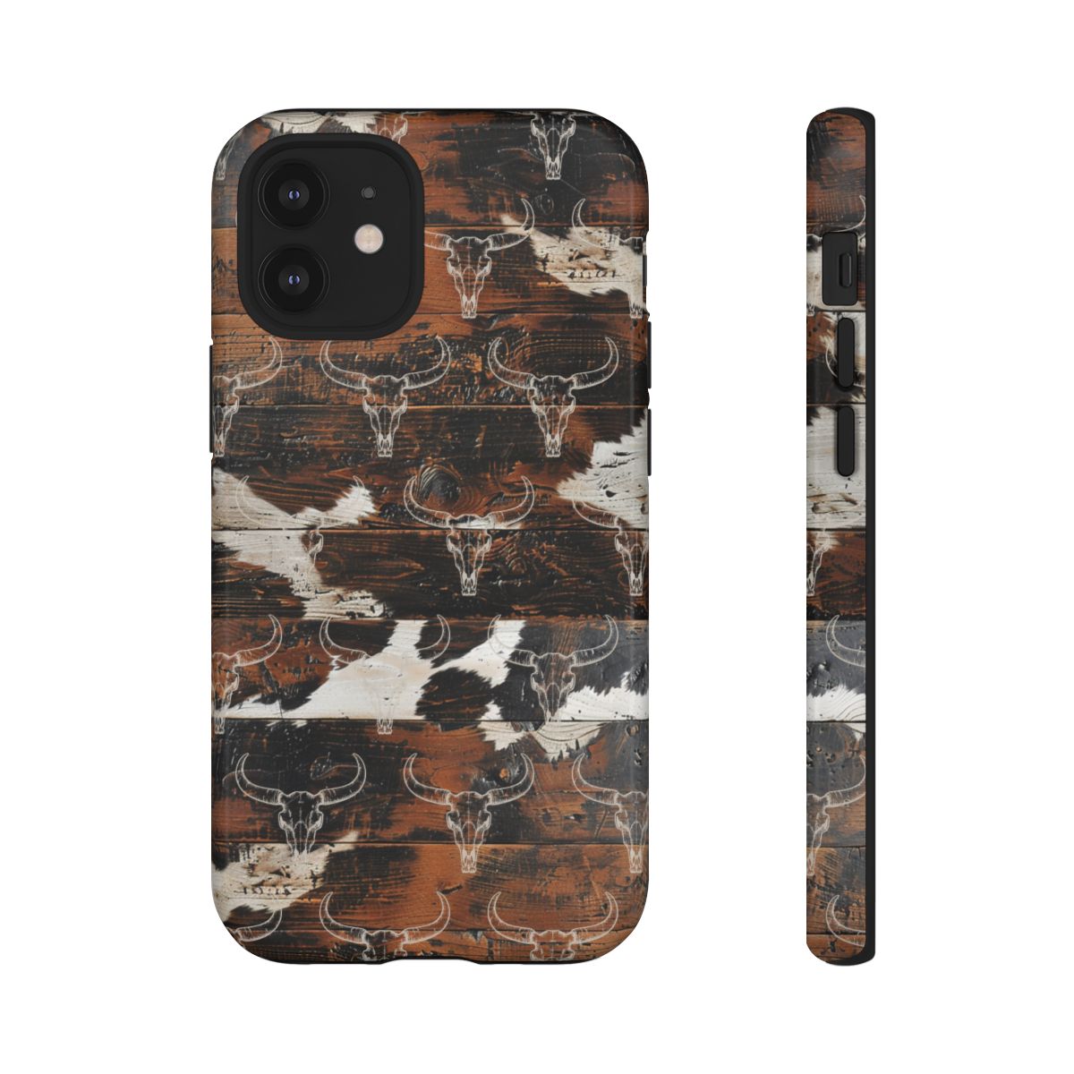 Wooden Cowhide Bull Skull Tough Case