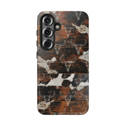 Wooden Cowhide Bull Skull Tough Case