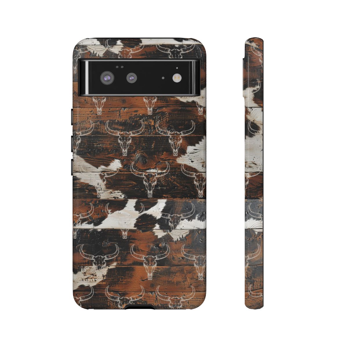 Wooden Cowhide Bull Skull Tough Case