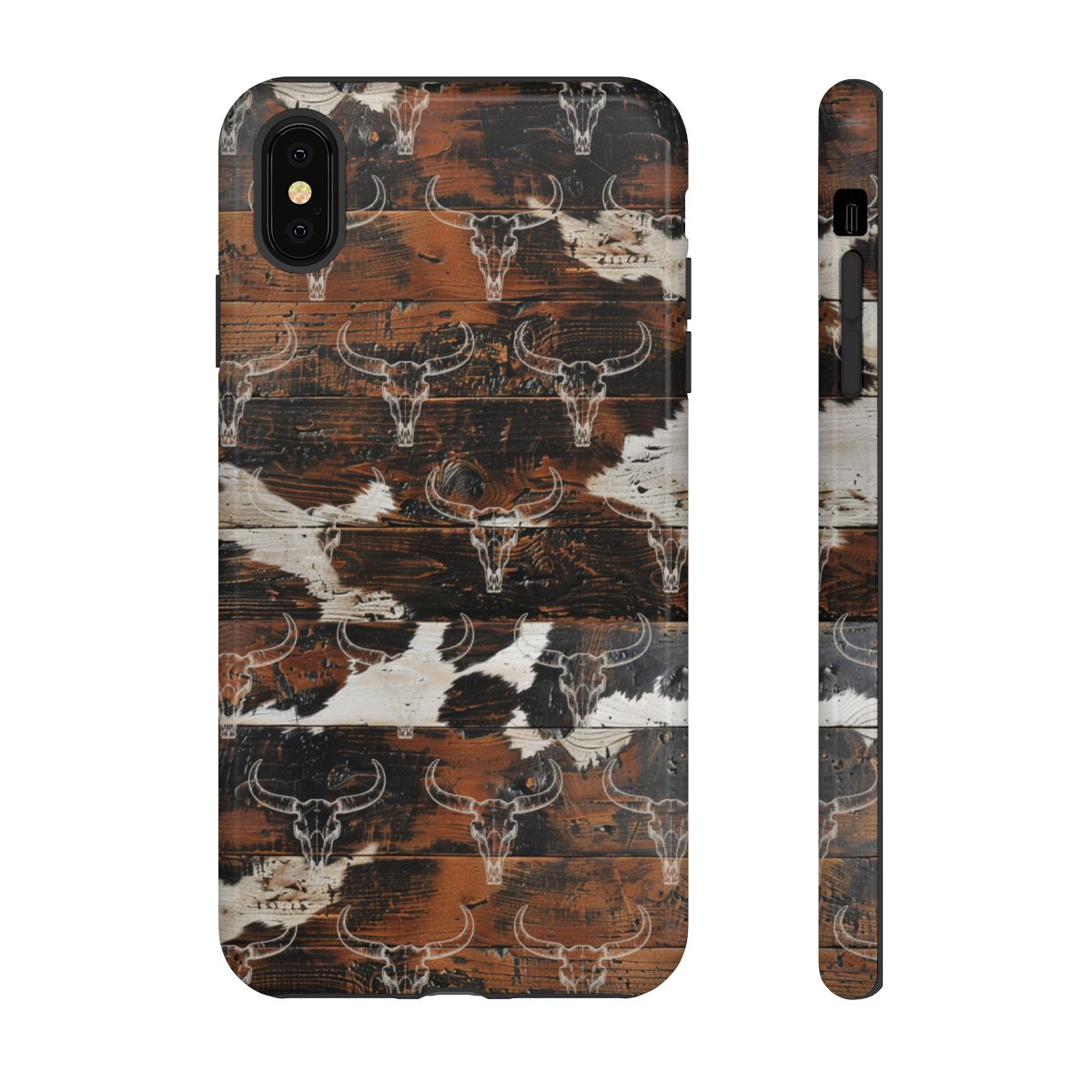Wooden Cowhide Bull Skull Tough Case