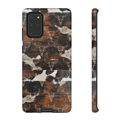 Wooden Cowhide Bull Skull Tough Case