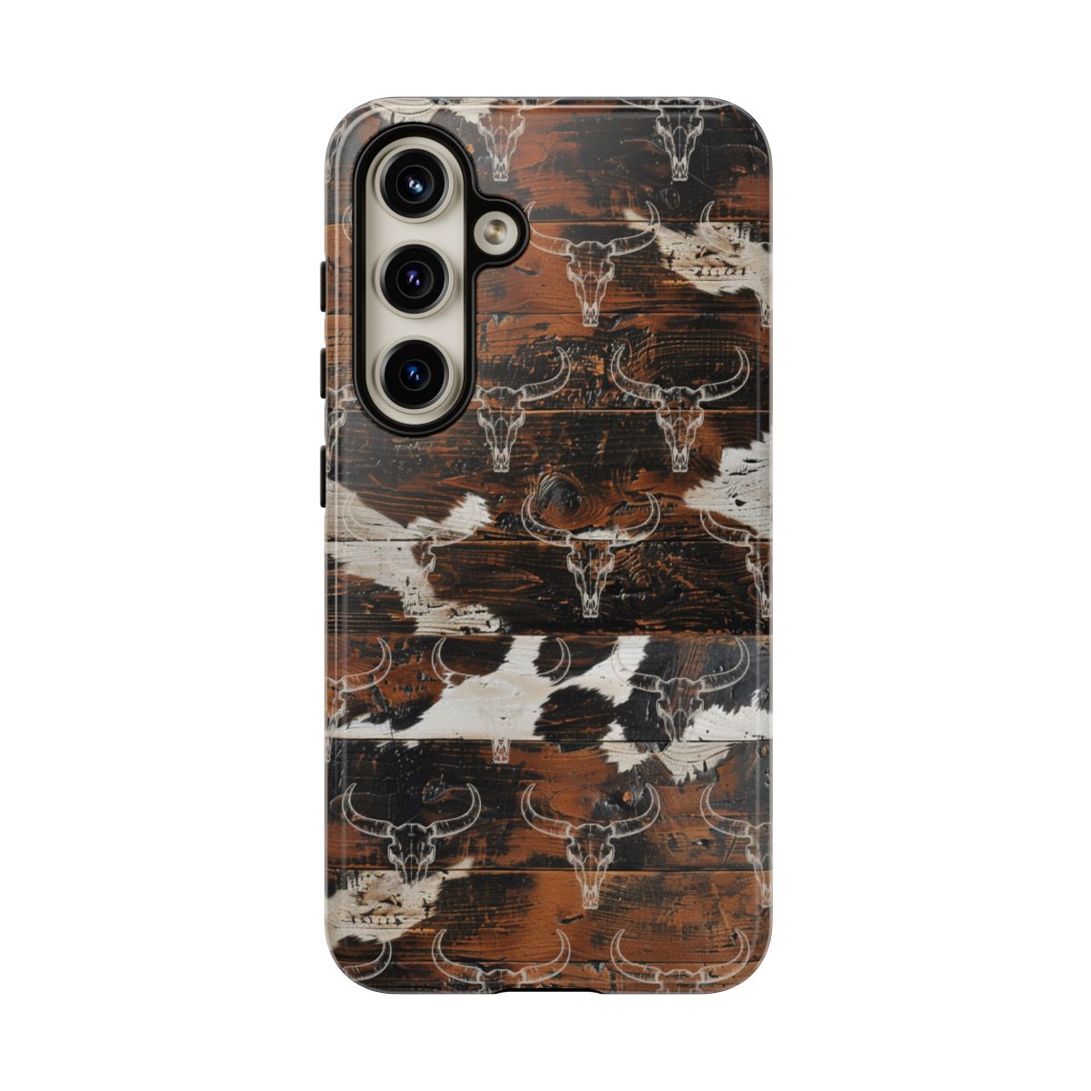 Wooden Cowhide Bull Skull Tough Case
